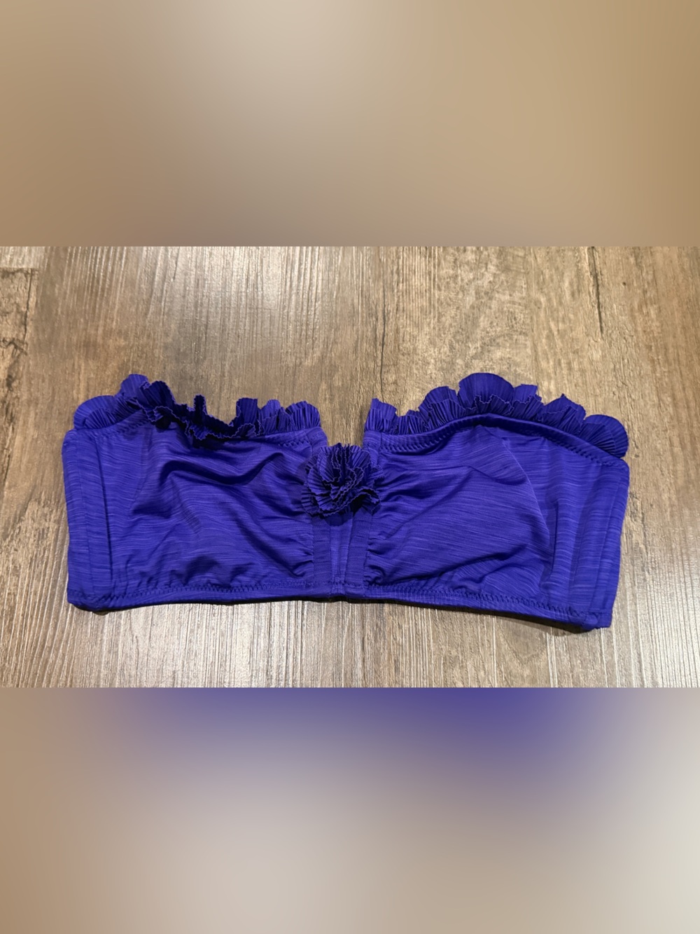 Betsey Johnson Purple Blue Ruffle Swim Top